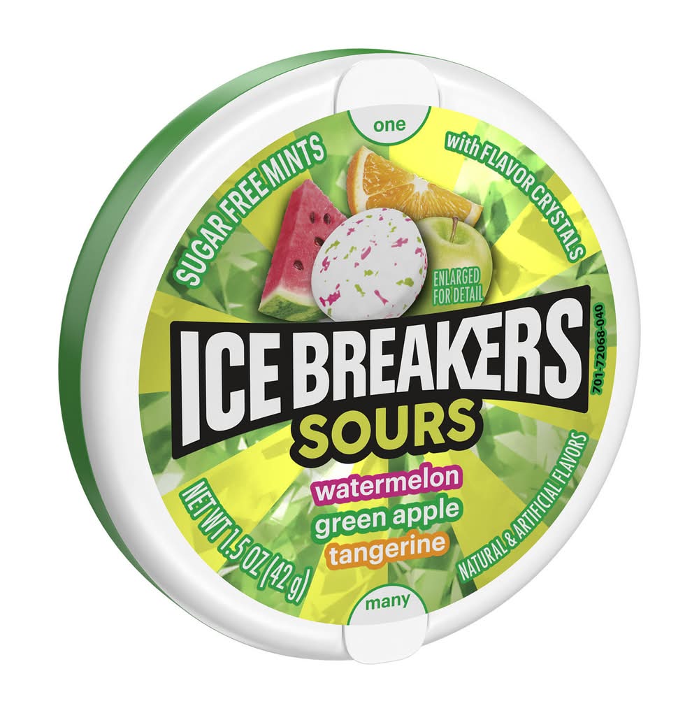 Ice Breakers Sours Breath Mints, Watermelon Green Apple Tangerine (1.5 oz)