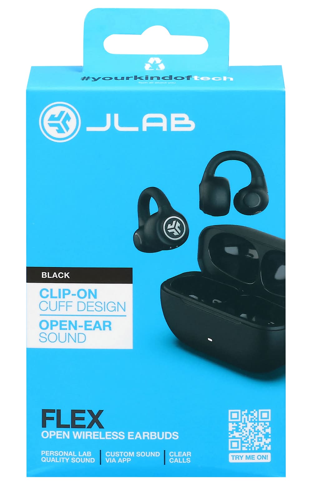 JLab Flex True Wireless Bluetooth Open Earbuds, Black