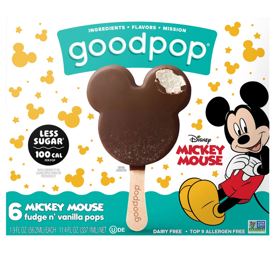 GoodPop Disney Mickey Mouse Dairy-Free Dessert Bars, 6 ct, Fudge N' Vanilla (11.4 fl oz, 6 ct)