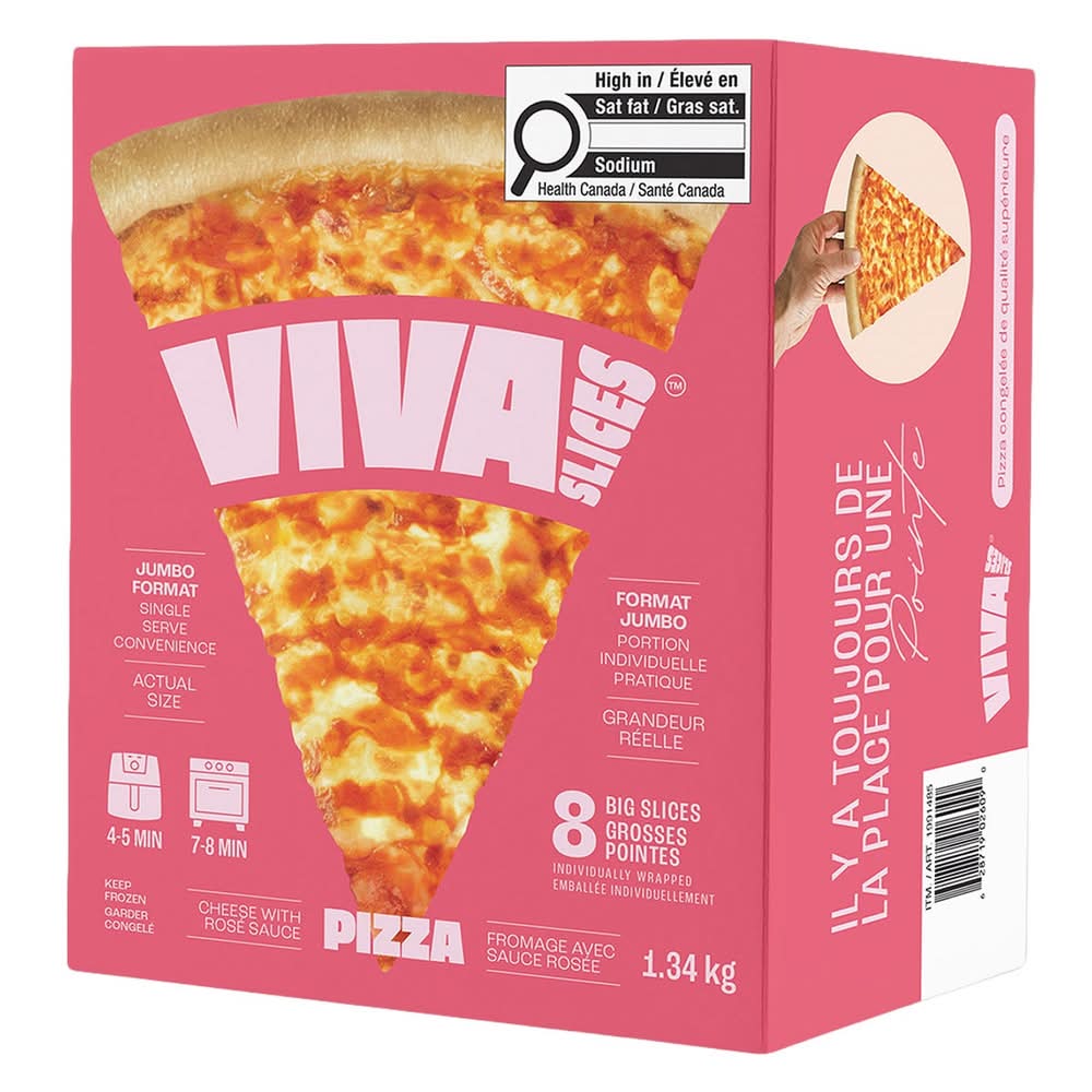 Viva Slices -  Pizza Grosses Pointes Au Fromage Et Au Rosé, 1,34 Kg / Viva Slices Cheese With Rosé Pizza Big Slices, 1.34 Kg