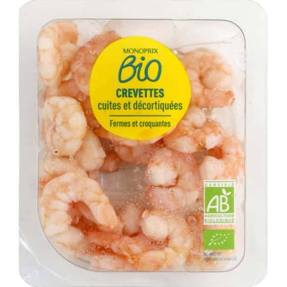 Monoprix Bio Crevettes Cuites Et Décortiquées Bio La Barquette De 100 G