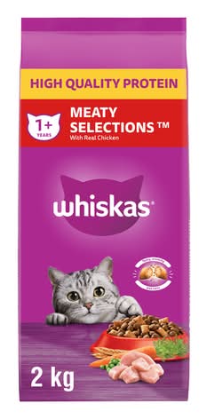 Whiskas Meaty Selections High Quality Protein Dry Cat Food, Chicken (2 kg)
