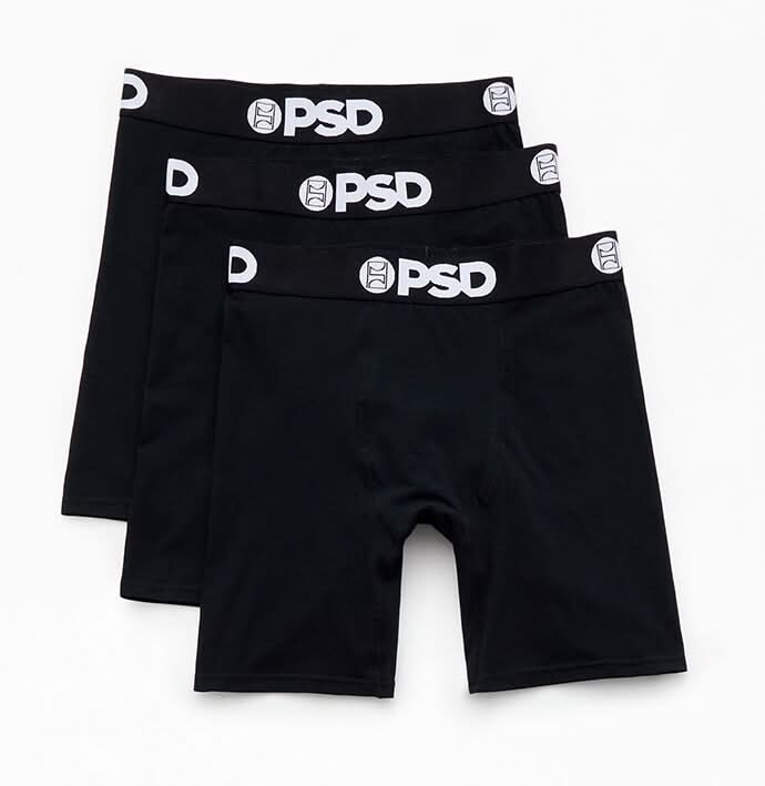 PSD Underwear 3 Pack  Boxer Briefs Black S