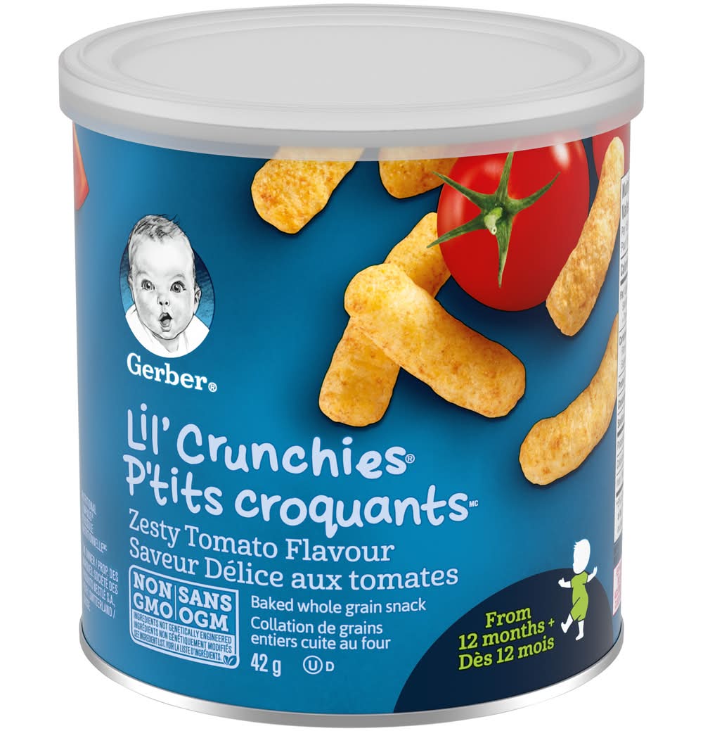 Gerber Lil' Crunchies Toddler Wholegrain Snacks, Zesty Tomato (42 g)