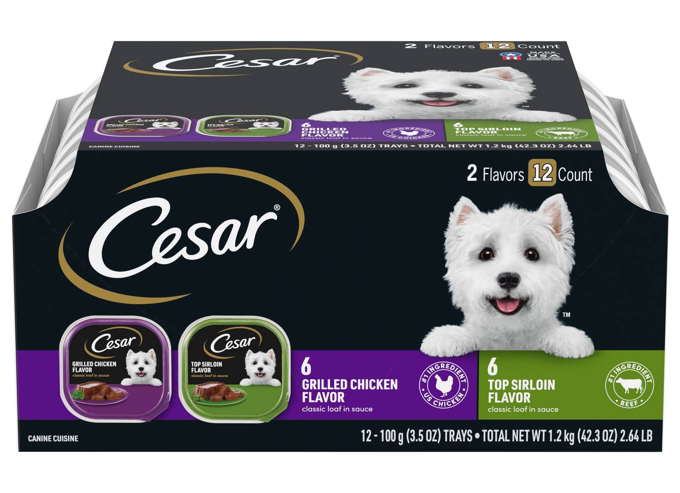 Cesar Canine Cuisine Wet Dog Food, Grilled Chicken-Top Sirloin (12 x 3.5 oz)