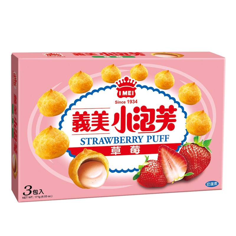 [限量]義美草莓小泡芙(三入)171g <171g克 x 1 x 1Box盒> @14#4710126021556