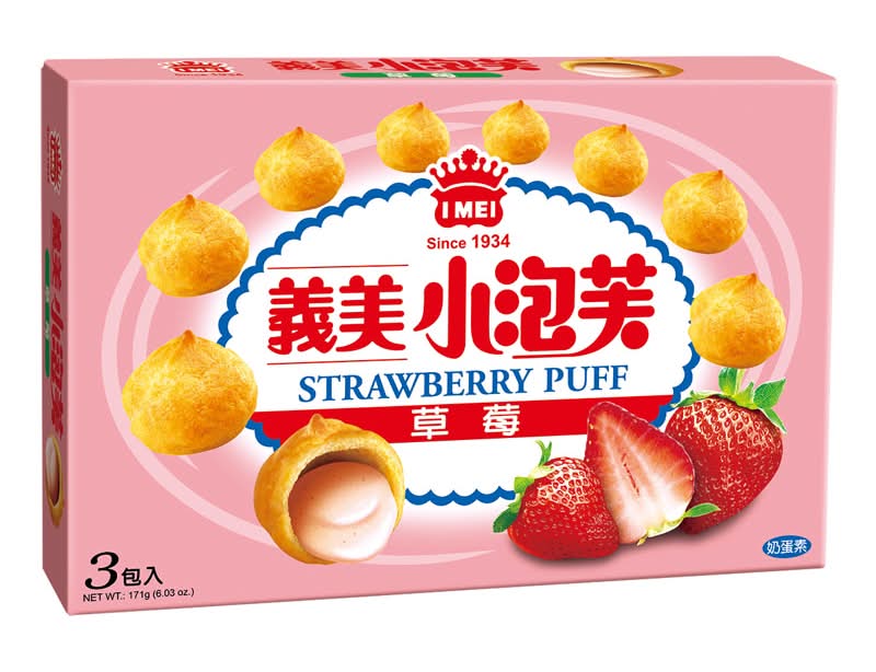 [限量]義美草莓小泡芙(三入)171g <171g克 x 1 x 1Box盒>