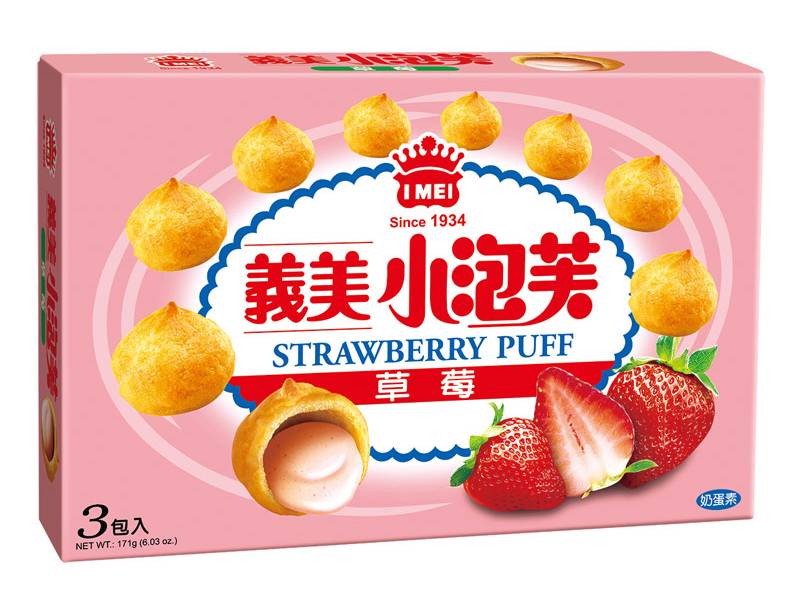 [限量]義美草莓小泡芙(三入)171g <171g克 x 1 x 1Box盒>