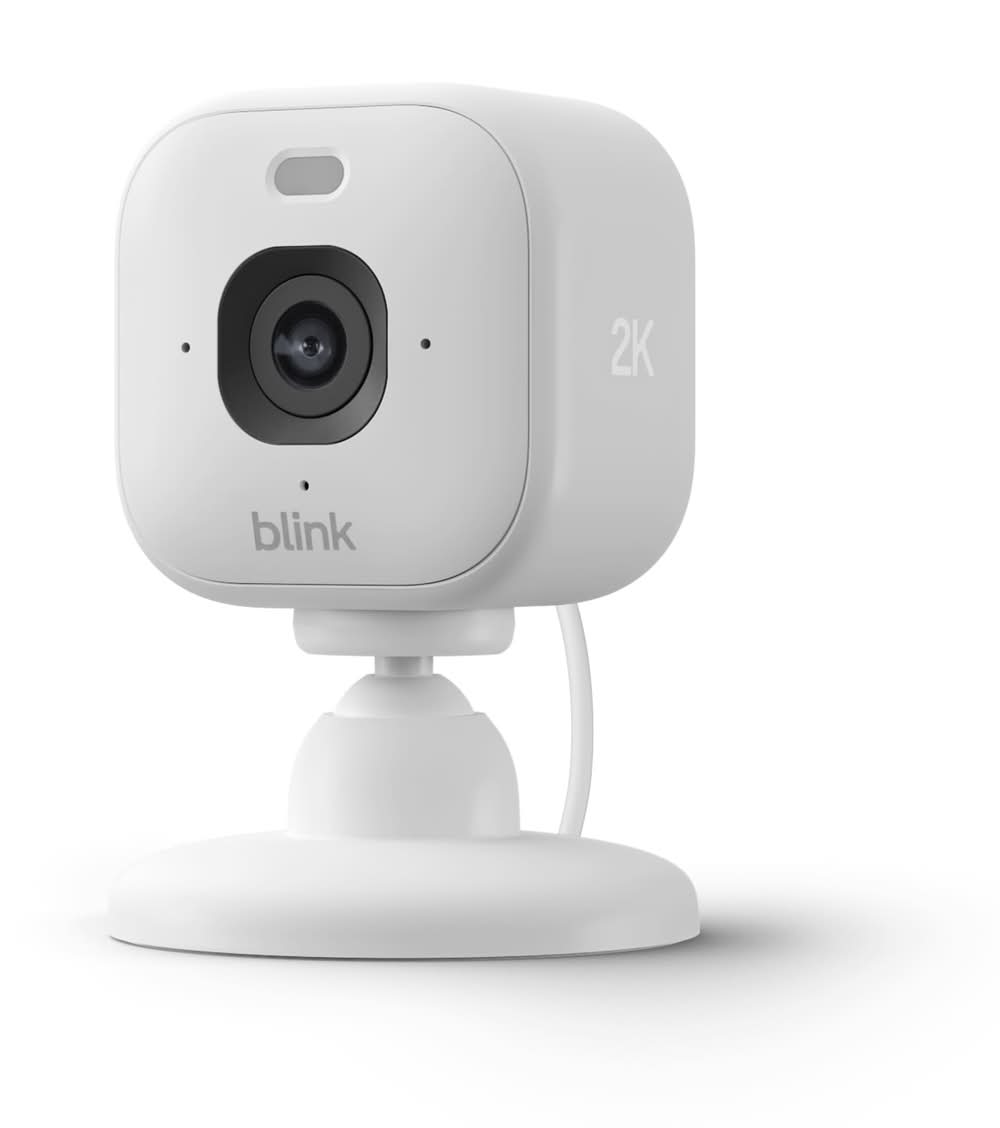Blink Mini 2K+ (newest model) - Plug-in Home & Pet Security Camera with 2K video resolution, color night vision, enhanced audio, motion detection - 1 camera (White)