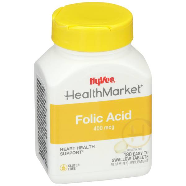 Hy-Vee HealthMarket Folic Acid 400mcg Tablets