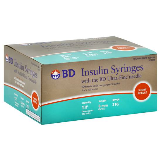 Bd Single Use Short Needle 1 Cc Insulin Syringes ( 100 ct )