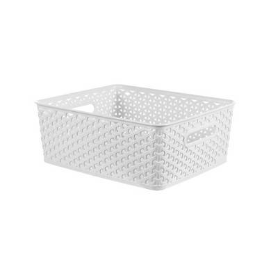 Brightroom Y Weave Medium Decorative Storage Basket, White