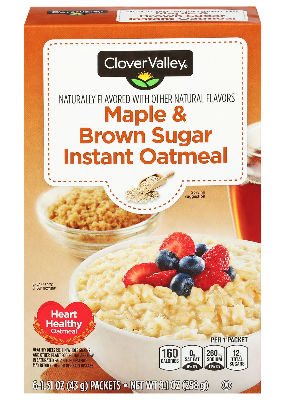 Clover Valley Instant Oatmeal, Maple & Brown Sugar (6 x 1.51 oz)