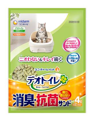 353021：〔ペット用〕デオトイレ飛び散らない消臭・抗菌サンド 4L / Deotoilet, Low-Tracking Odor Control & Antibacterial Litter,4L