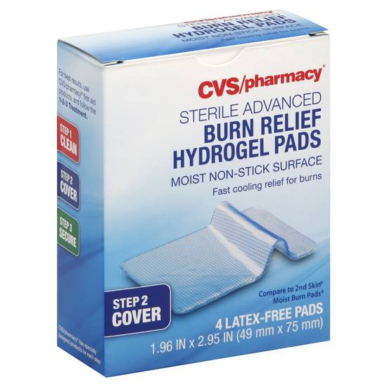 CVS Health Sterile Hydrogel Burn Pads, 1.96 in x 2.95 in | Burn Treatment - 4 ct | CVS