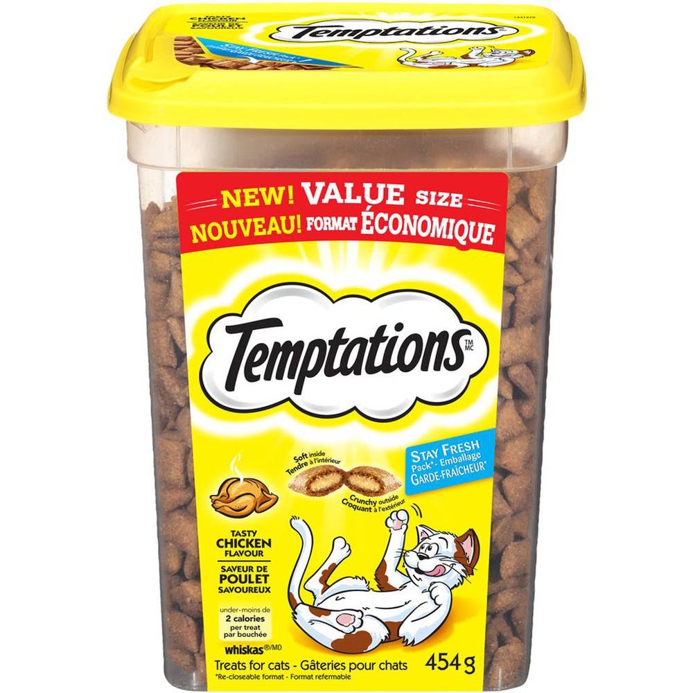 Whiskas gâteries pour chats à saveur de poulet savoureux format économique, temptations (454 g) - temptations tasty chicken tub (454 g)
