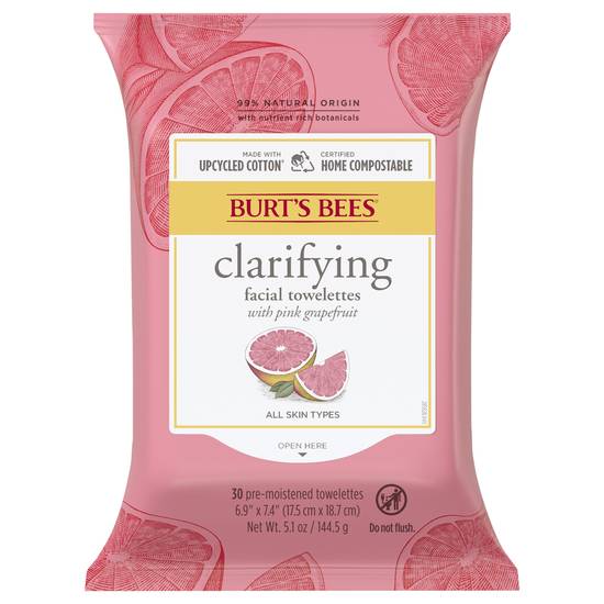 Burt's Bees Pink Grapefruit Facial Cleansing Towelettes