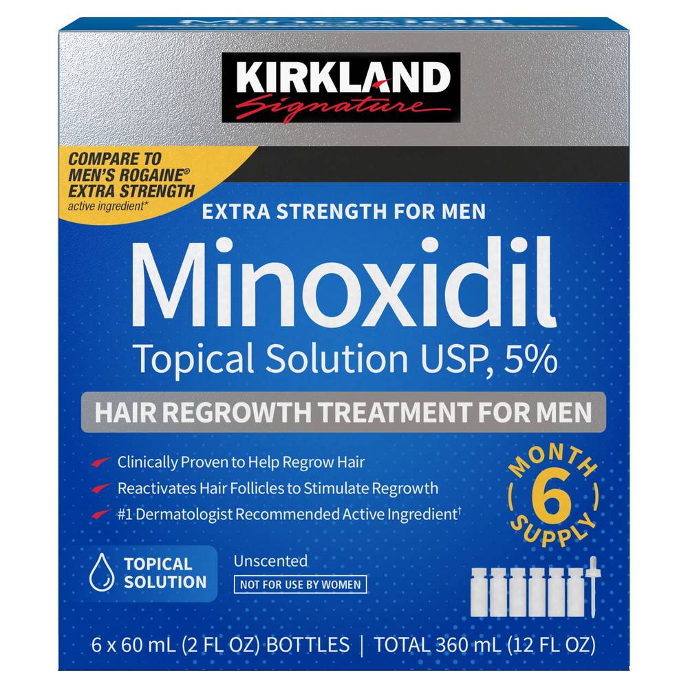 Kirkland Signature Hair Regrowth Treatment Extra Strength for Men, 5% Minoxidil Topical Solution, 2