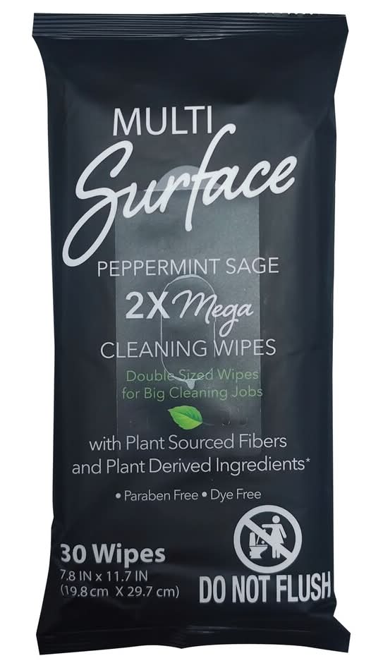 Multi-Surface Wipes, Peppermint Sage, 7.8x11.7 in (30 ct)