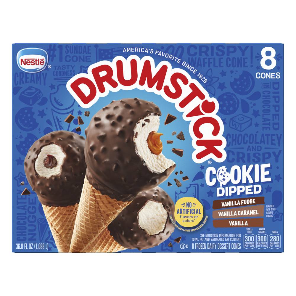 Nestlé Drumstick Cookie Dipped Frozen Dairy Dessert Cones (36.8 fl oz, 8 ct)