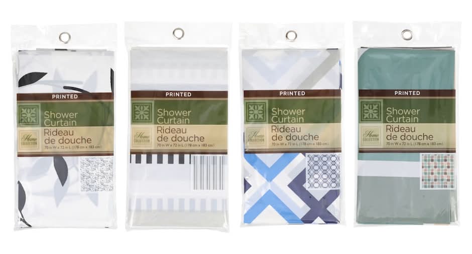 Home Collection Stylish Printed Shower Curtain, 70x72 in (4 ct)