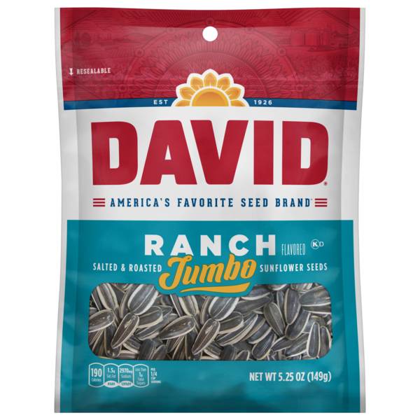 DAVID Roasted & Salted Jumbo Ranch Sunflower Seeds 5.25oz