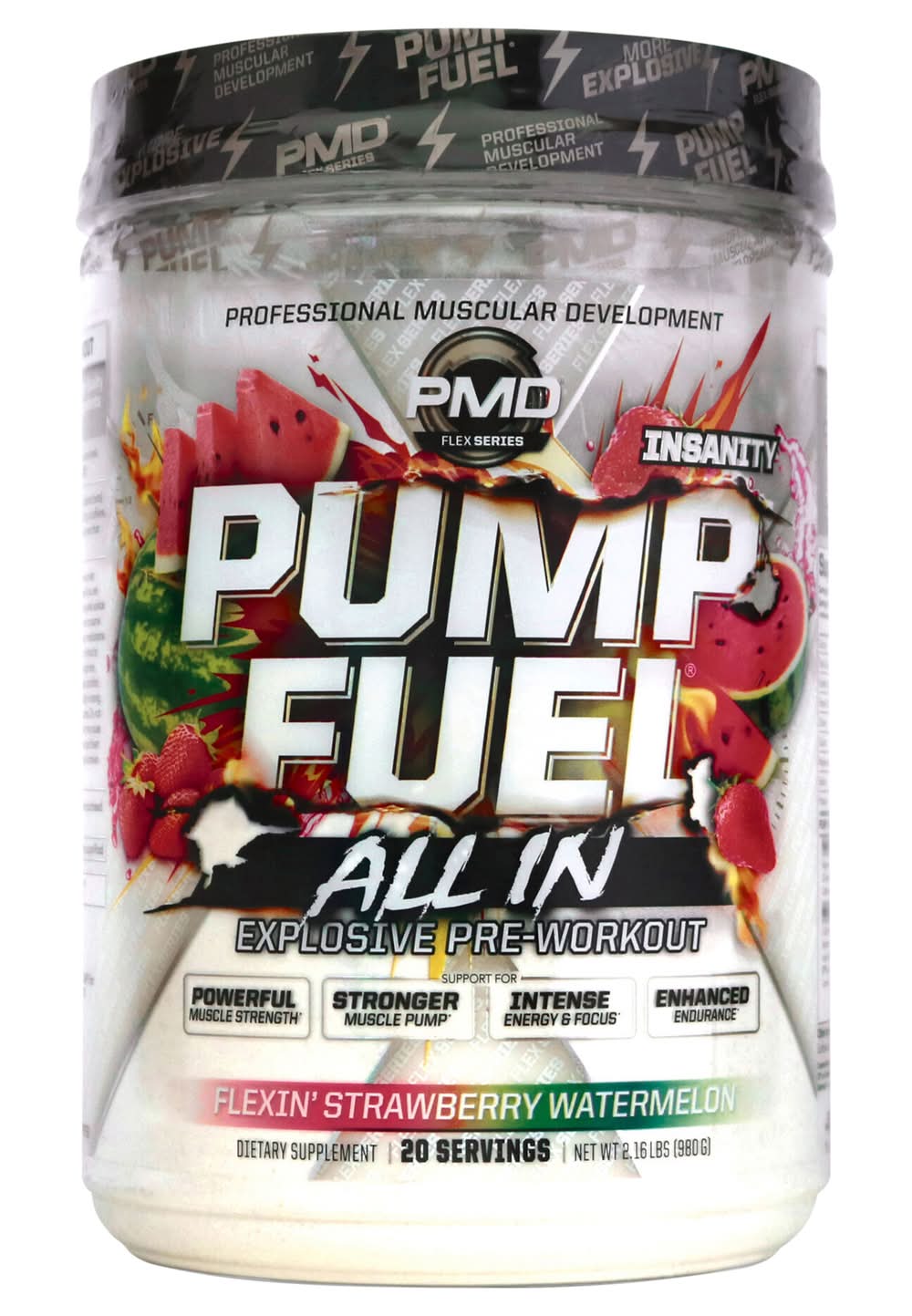 PMD Pump Fuel All in Explosive Pre Workout, Flexin Strawberry-Watermelon (2.16 lbs)
