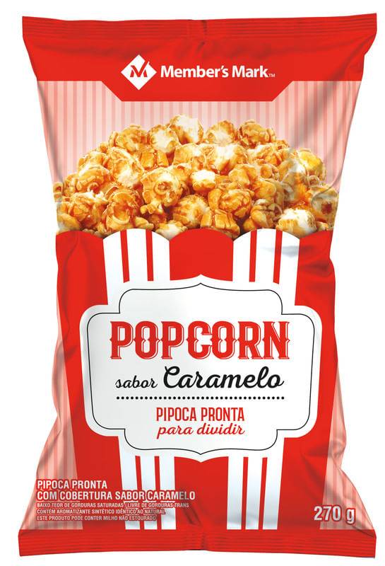 Member's mark. pipoca pronta popcorn com cobertura sabor caramelo (270g)
