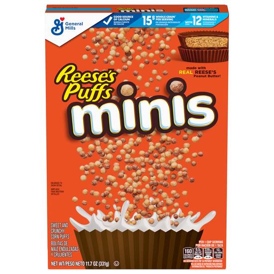 Reese's Puffs Minis Breakfast Cereal, Chocolate Peanut Butter Cereal