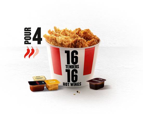 BUCKET 16 TENDERS® + 16 HOT WINGS®