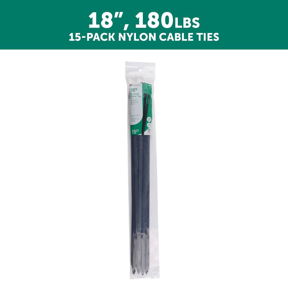 Utilitech 18-in Nylon Zip ties Black with UV Protection ( 15 -Pack) | SGY-CT1
