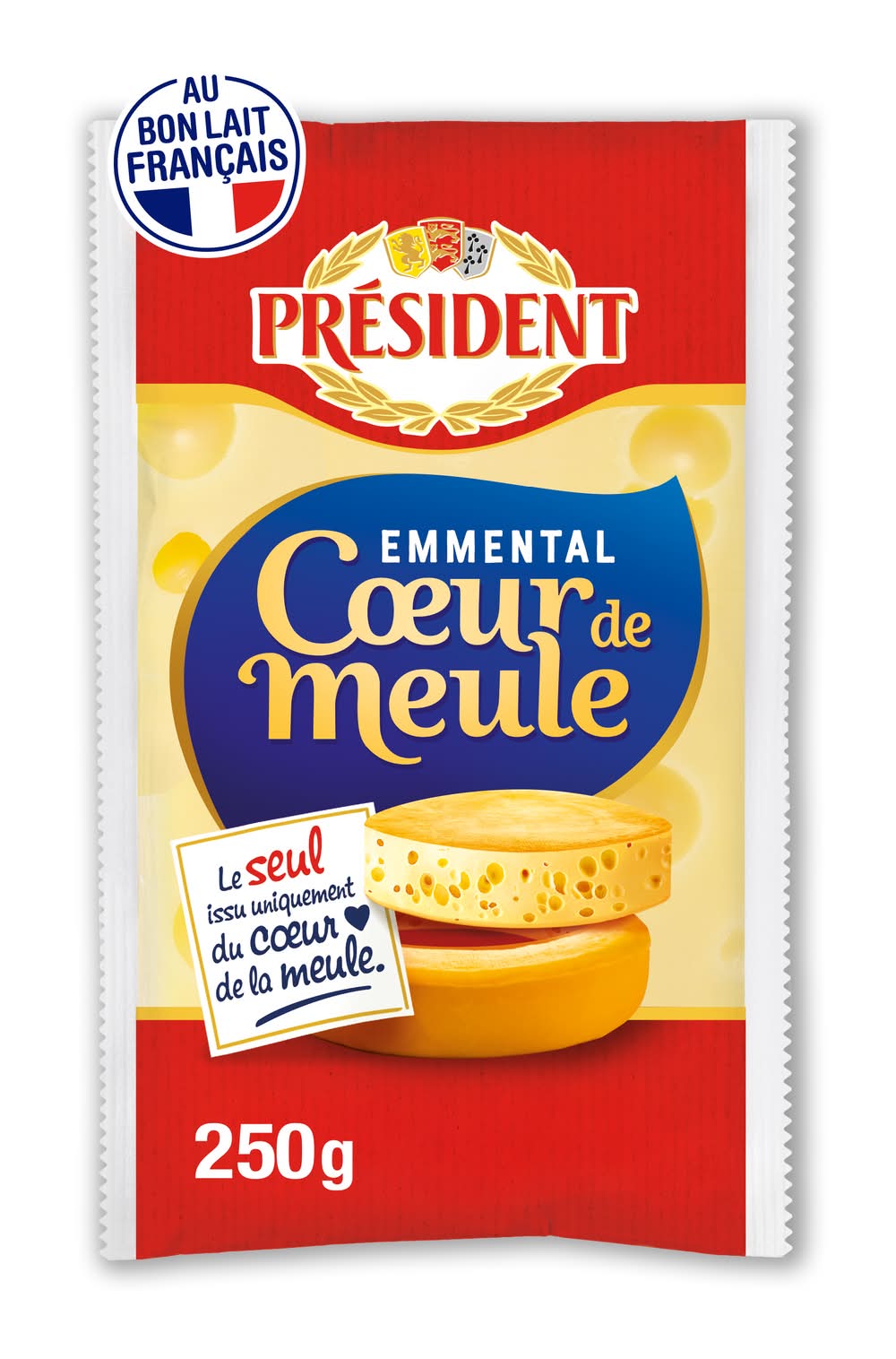 Président - Fromage emmental coeur de meule tendre et fruité (250g)