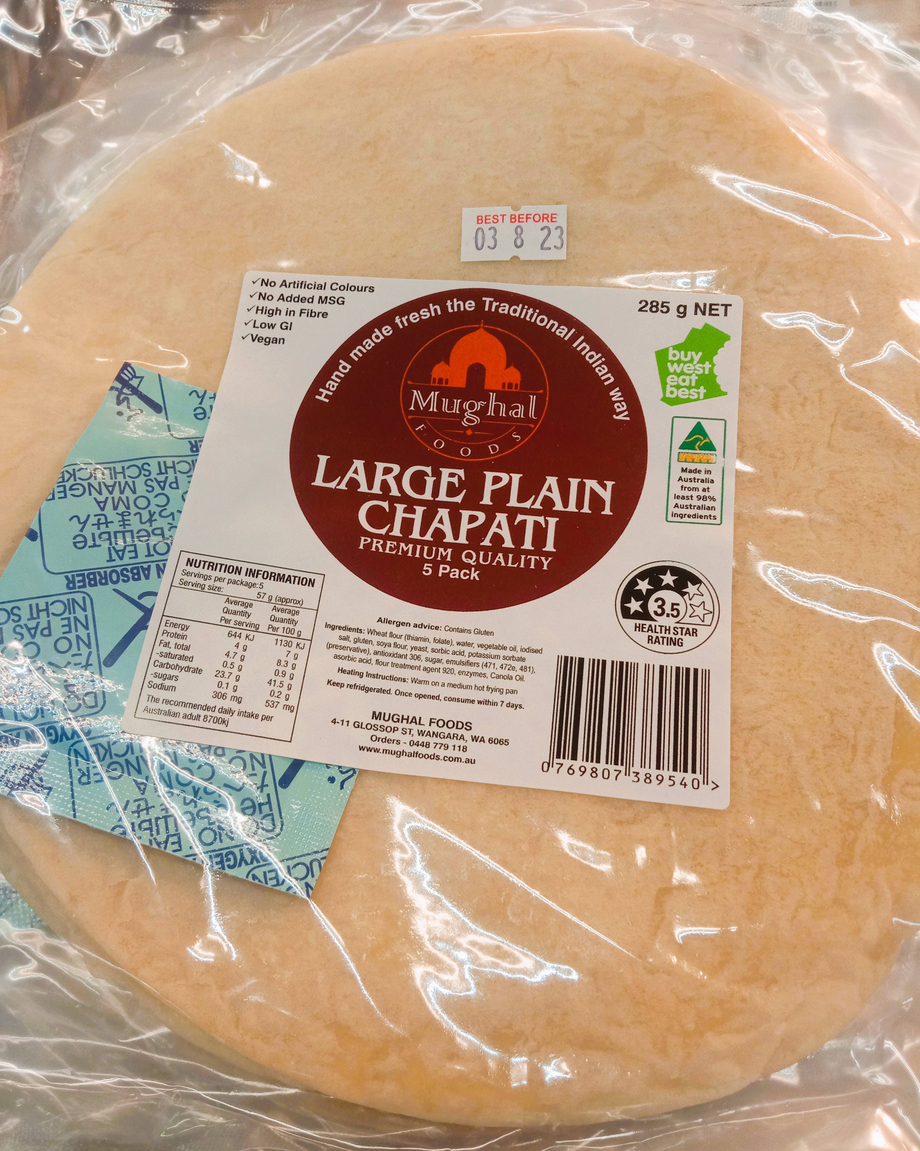 Mughal Foods Large Plain Chapati (5 Pack)