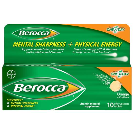 Berocca Orange Vitamin Mineral Supplement Effervescent Tablets