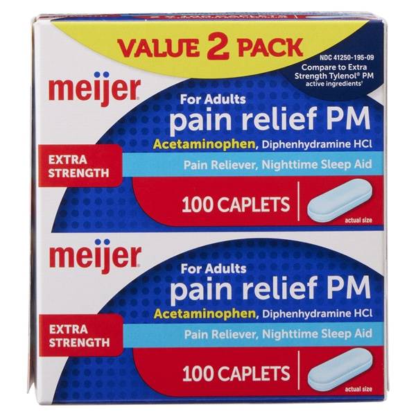 Meijer Pain Relief Pm Extra Strength Caplets 100 ct (2 ct)