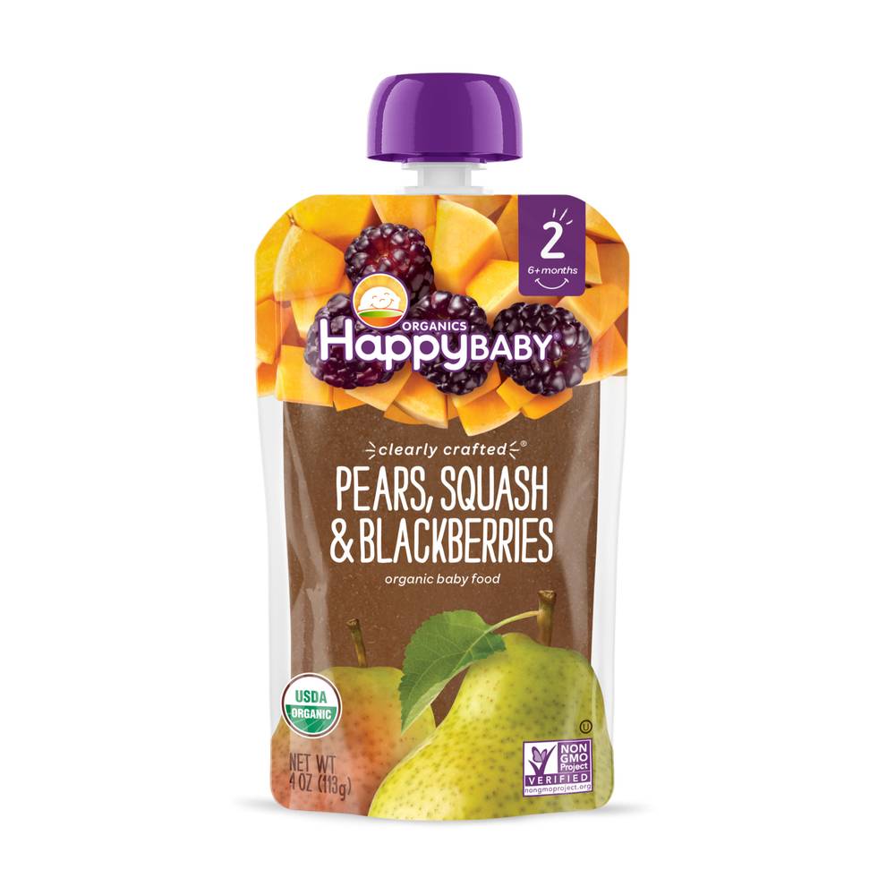 Happy Baby Pears Squash & Blackberries Organic Baby Food (4 oz)