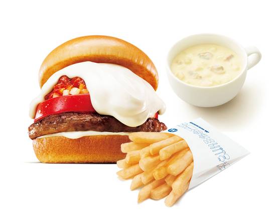 白いモスバーガー 〜クアトロチーズソース〜＋70円ドリンクセット