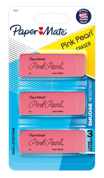 Paper Mate® Pink Pearl® Erasers, Medium, Pack Of 3