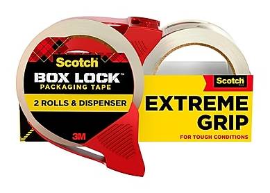Scotch Box Lock Packing Tape with Dispenser, 1.88 x 54.6 yds., Clear, 2/Pack (3950-21RD-6WC)