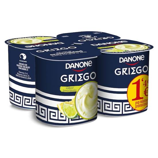 Yogur Griego Lima Limón Danone Pack (4 por 115 g)