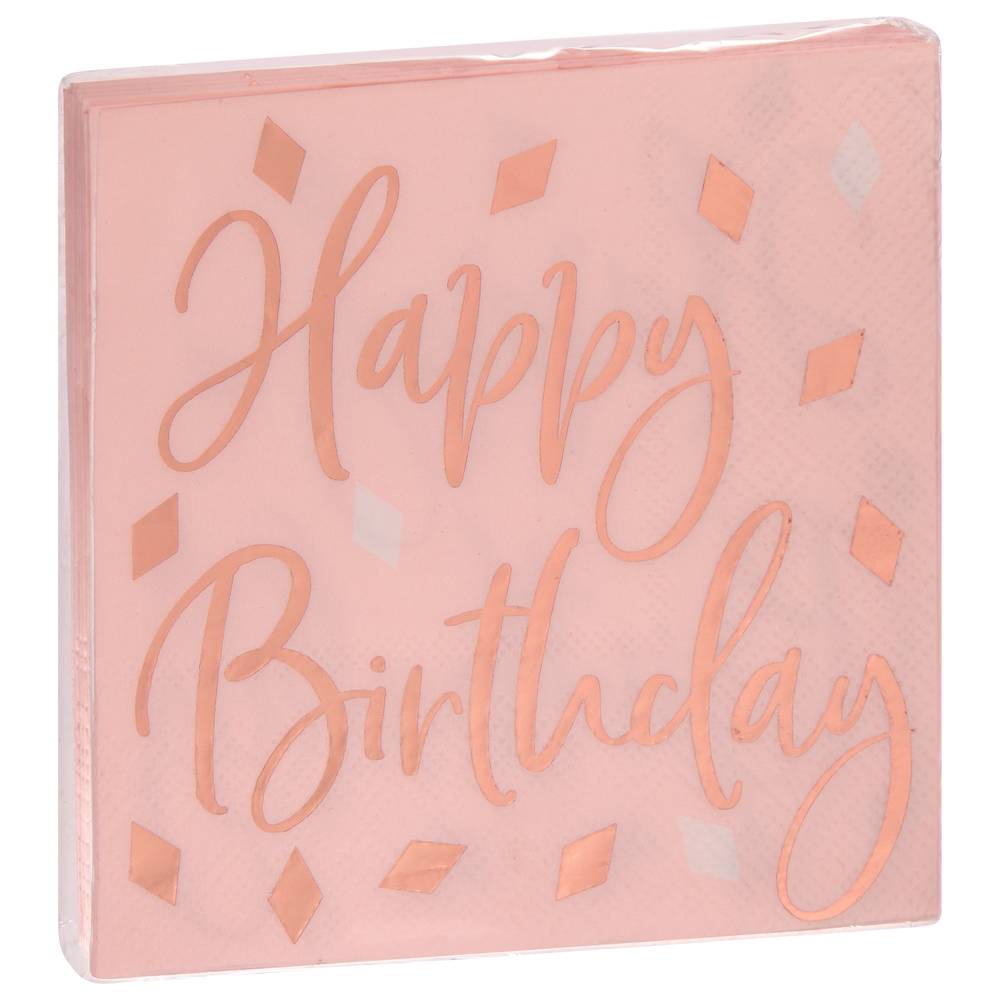 Amscan 3 Ply Blush Birthday Beverage Napkins