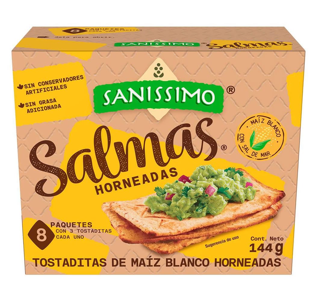 Saníssimo · Salmas tostaditas de maíz blanco horneadas (8 un)