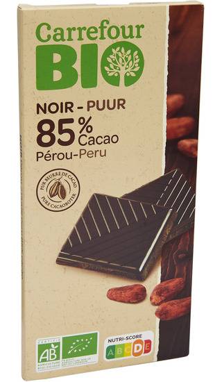 Carrefour Bio - Tablette de chocolat noir avec 85% cacao de pérou