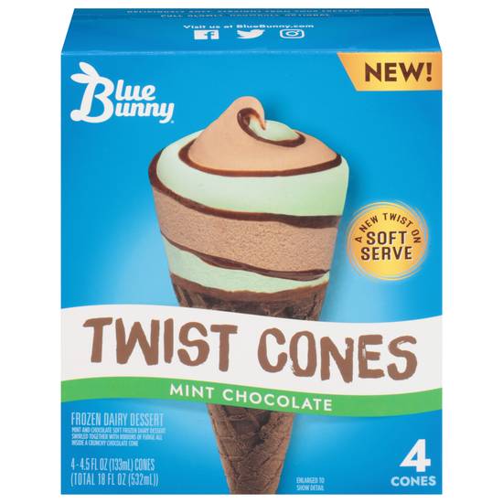 Blue Bunny Mint Chocolate Twist Cones ( 4 ct )