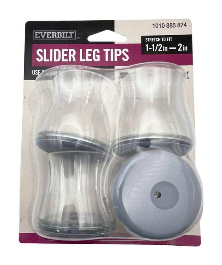 Everbilt 1-1/2 In. To 2 In. Clear Round Leg Tip Slider (4-Pack)