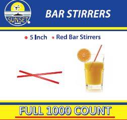 Sunset - 5" Bar Stirrer, Red - 1000 ct