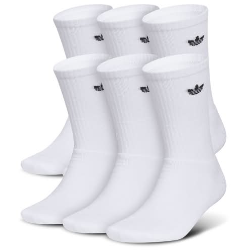 Adidas Womens Originals Trefoil 6 Pack Crew Socks - White/White Size L