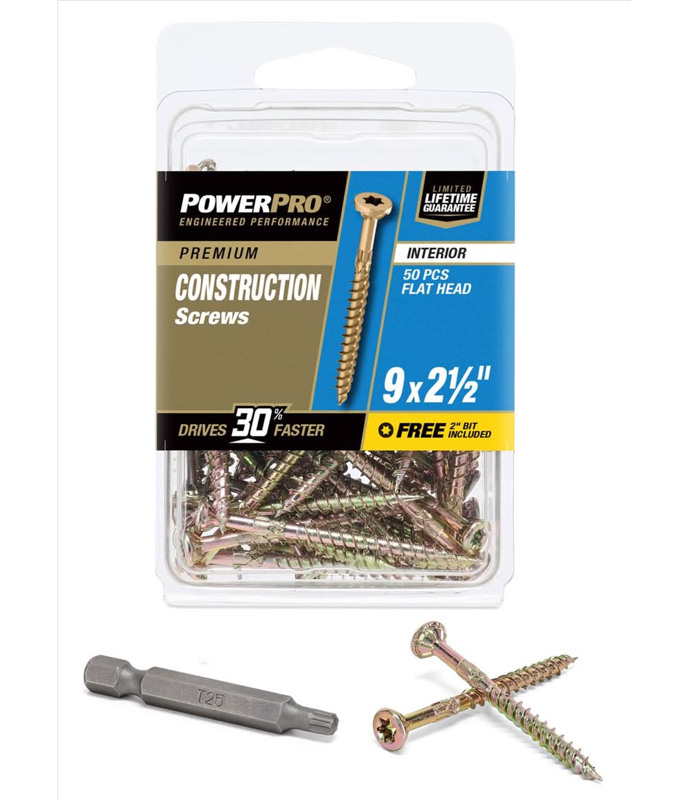 Hillman Power Pro No. 9 X 2-1/2 In. L Star Coarse Wood Screws 50 Pk