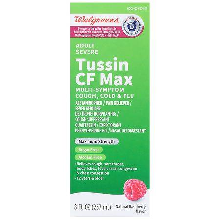 Walgreens Adult Severe Tussin CF Max Liquid Natural Raspberry - 8.0 fl oz