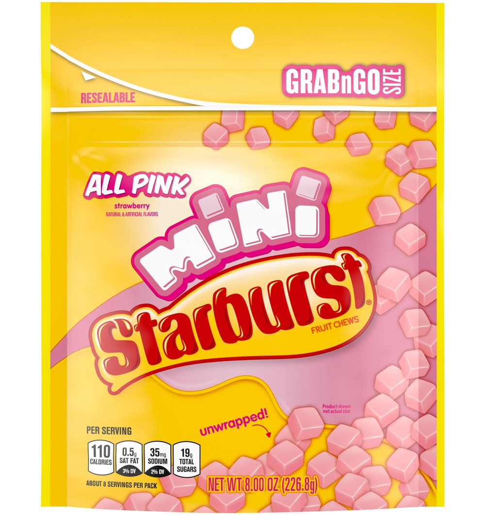Starburst All Pink Minis Fruit Chews Candy (8 oz)